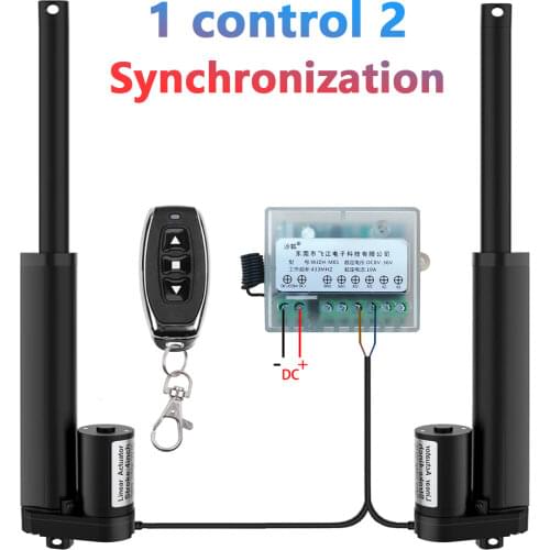 1 Control 2 Synchronous Linear Actuator 12V 24V 50mm 100mm 150mm 200mm 250mm Stroke Electric DC Motor Metal Gear Electr Linear