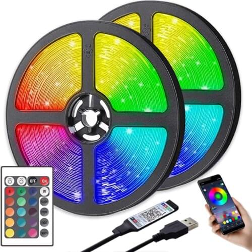 LED Strip Light Fita RGB 2835 Luces String Flexible Lamp Tape DC5V Bluetooth Infrared Control TV Backlight Home Party Decoration