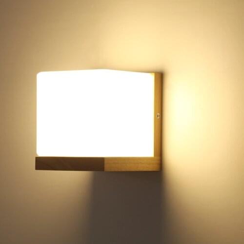 Japanese style bedside wall lamp LED bedroom simple solid wood creative living room hotel aisle bedside lamp LB1265