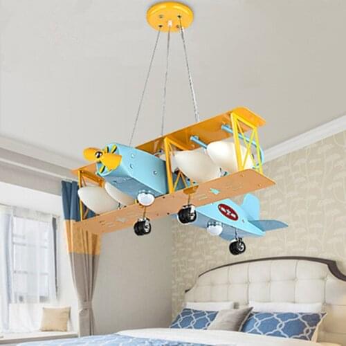 Super bright air plane droplight creative cartoon character boy bedroom of children room the lamps that shield an eye