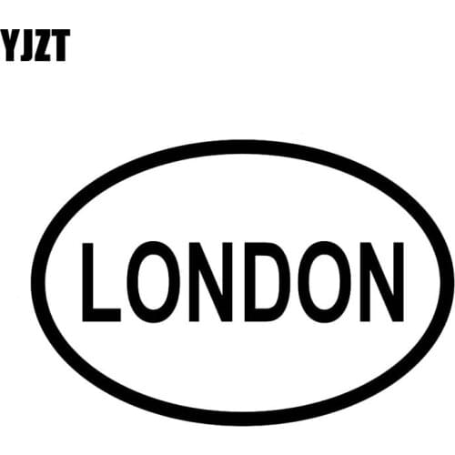 YJZT 13.8CM*9.4CM LONDON CITY COUNTRY CODE OVAL CAR STICKER VINYL DECAL Black Silver C10-01220