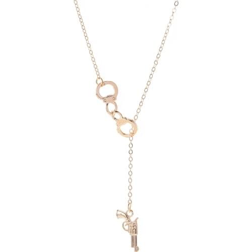 Alloy Handcuffs Machine Gun Lasso Pendant Necklace Banquet friendship gift 2020