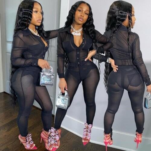 New Arrival Women Tracksuits Jogger Pant Sets 2020 Women Two Piece Set Summer Mesh Clothing Outfits 2 Piece Pant Sets