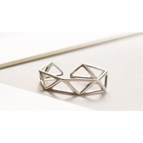 Personality Silver Color Hexagon Open Rings For Women Fashion Retro Antique Rings Bridal Wedding Jewelry Anillos