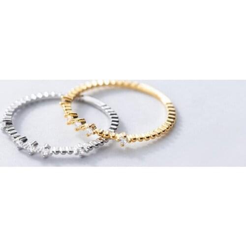 925 Sterling Silver CZ Thin Dainty Band Stackable Ring A3764