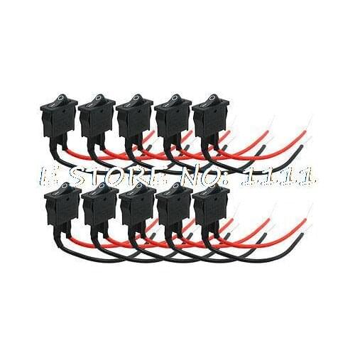 10 Pcs ON/OFF Panel Mounting Dual Wire SPST Snap in Boat Rocker Switch 12VDC 5A
