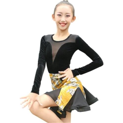 2018 Children Latin Dance Dress for Girls Fashion Ballroom Dancing Dress for Kids Dancewear Kids Stage Performance Costumes