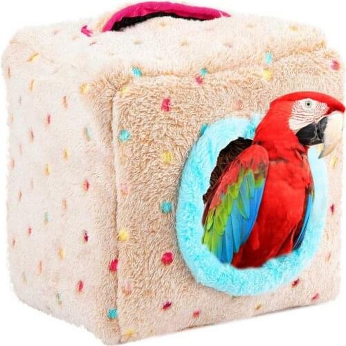 2019 Parrot Birds Nest Bed House Hut Hanging Cage Plush Bird Hamster Parrot Plus Velvet Thickening Autumn And Winter Warm