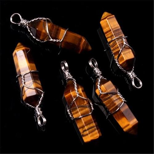 24PCS Fashion Women Jewelry Pendants Winding Natural stone Necklace Pendant Gem Stone Meditation Pendulum Druzy Reiki Amulet