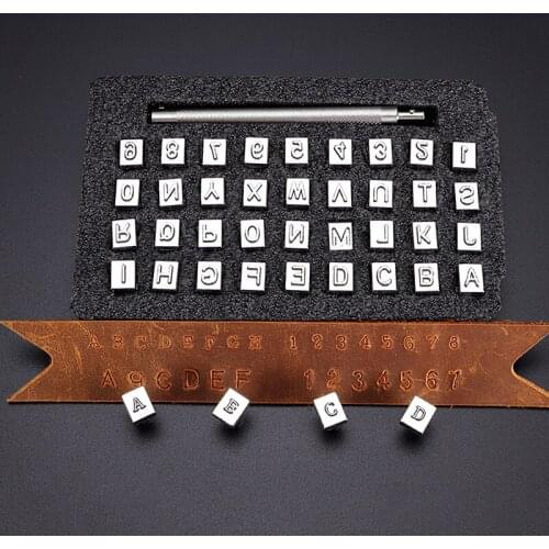 36pcs Alphabet Letter Number Metal Leather Printing Punch Tools