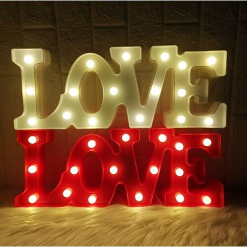 3D Plastic LOVE LED Letter Lamp Romantic Luminous Confession Proposal Party Trunk Birthday Wedding Surprise Decoration