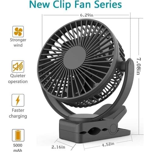 5-Inch Rechargeable Battery Operated Clip On Fan Air Circulating Usb Cooling Fan Portable For Outd Camping Tent Beach Or Car