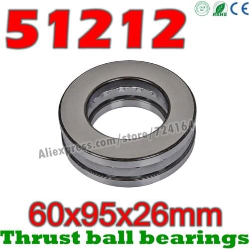 60x95x26 mm Thrust Ball Bearings 51212 Axial 51212M 8212 8212H Plane 60*95*26 Free shipping Steel or brass cage Wholesale