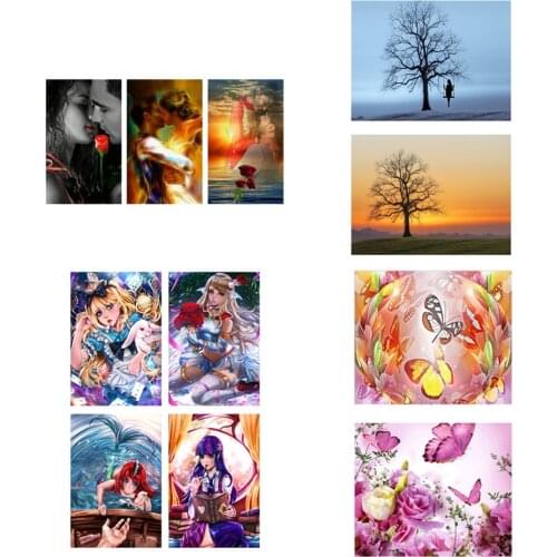 5D DIY Full Round Drill Diamond Painting Girl Tree Full Flower Skull Couple Drawing Wall Picture Embroidery Cross Stitch Decor