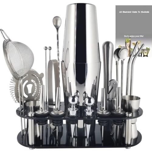 14 Pcs Stainless Steel Bartender Tool Set Shaker Milk Tea Cocktail Mixed Drink Shaker Tools Bar Accessories Supplies Tools