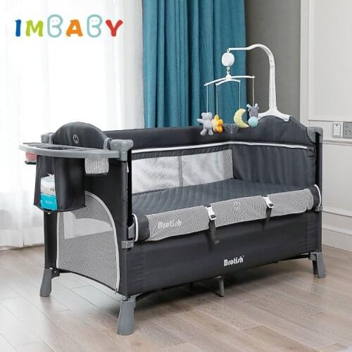 IMBABY Multifunctional Newborn Crib With Music Kids Cradle Rocker Portable Baby Bed with Diaper Table For 0-6 Years Old Baby