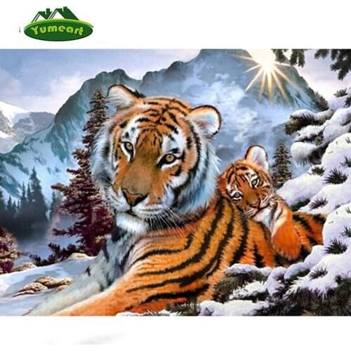 Diy 3d Diamond Embroidery Cross Home Decor Rhinestones Picture Diamond Painting Mosaic Full Square Drill Wall Sticker Snow Tiger