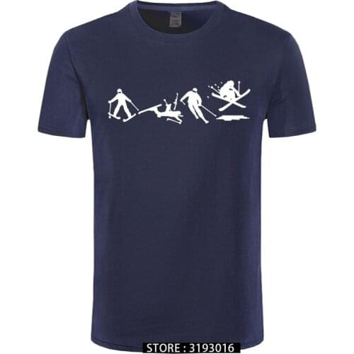Evolution Ski Funny Printed T Shirts Men Summer Short Sleeve T-shirt Cotton Skiing Gift For Boyfriend Husband Tops Tee