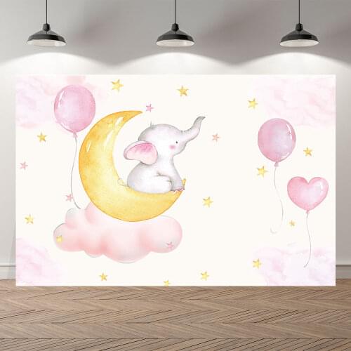 Seekpro Photography Background Princess Girls Happy Birthday New Born Elephant Party Banner Baby Shower Backdrop Photo Photocall