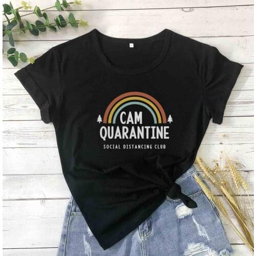Camp Quarantine Social Distancing T-shirt Self Isolation Funny Retro Quarantine graphic fashion street style tees vintage tops