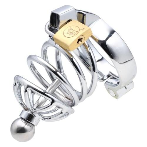 Happygo Male Metal Chastity Devices/Cages with Urethral Catheter, Penis Ring,Penis Lock, Adult Games,637s