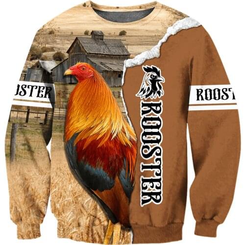 Farm Rooster Pattern 3D All Over Printed Autumn Men Hoodies Unisex Casual Pullover Zip Hoodie Streetwear sudadera hombre DW0591