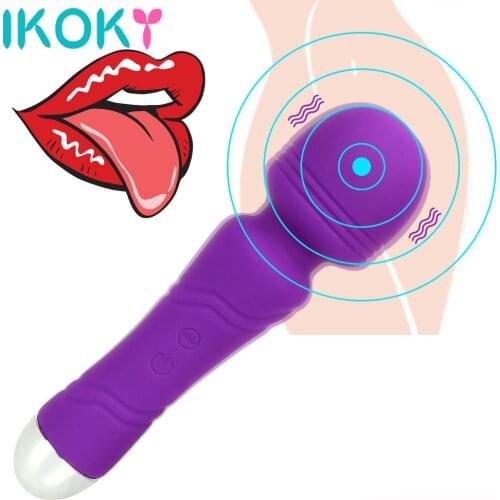 IKOKY Strong Vibrator Female Masturbation AV Stick Clitoris Stimulator Waterproof 10 Frequency Magic Wand Sex Toys for Women