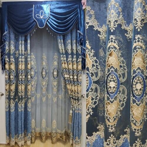 Chinese Style Luxury Bedroom Coffe Drapes Ready Made Door Curtain Fabrics Kitchen Curtains For Living Room Window Curtain wp3023