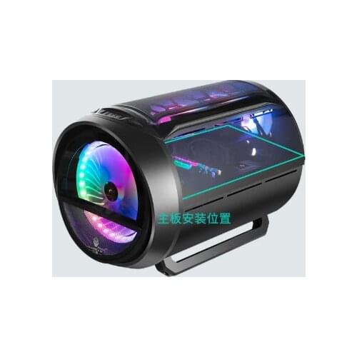 Space Capsule Design MATX ITX Motherboard Vertical Graphics Card Desktop Case Round Black Mini USB3.0 PC Gaming Computer Chassis