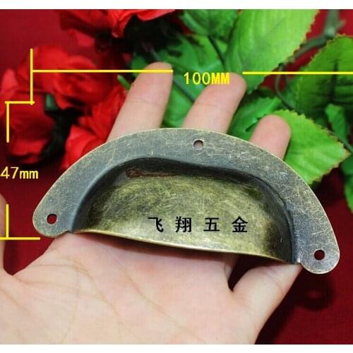 100 * 47MM shells and antique handle metal semicircle retro decoration medicine cabinet to do the old drawer handle handle