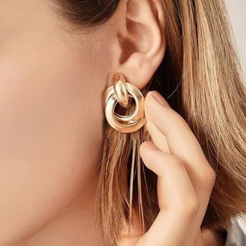 Fashion Metal Women Drop Earrings Hollow Geometric Dangle Earrings for Girls Punk Round Earrings Fashion Brincos Gift earings