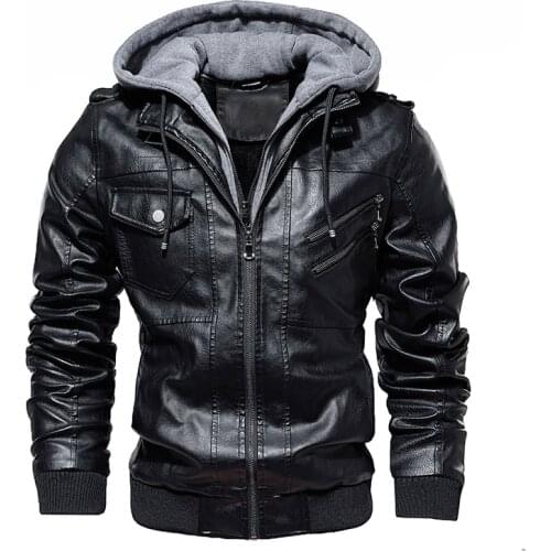 Men Vintage Motorcycle Jacket 2021 Mens Bomber Fleece Leather Jackets Thick Coat Male Winter Warm Fashion Pu Leather Outerwear