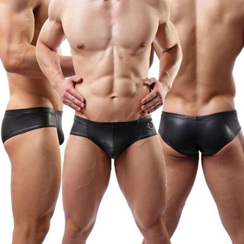 Mens Underwear Boxer Shorts Faux Leather Underpants