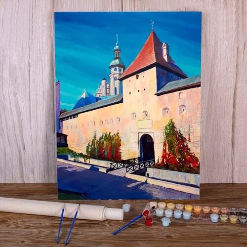 Landscape Lviv Coloring By Numbers Painting Package Oil Paints 50*70 Canvas Pictures Handmade For Children Wholesale