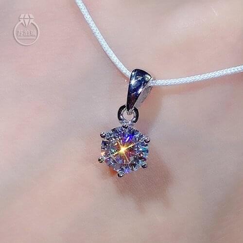 Real S925 Sterling Silver Color D VVS Moissanite Pendant Necklace 0.5-3CTW Classic Retro Style Diamond Pendant For Women Wedding