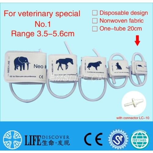 Disposable Non woven fabric NIBP Cuff with Single tube for Veterinary paitent monitor No.1 mouse with connector LC-10