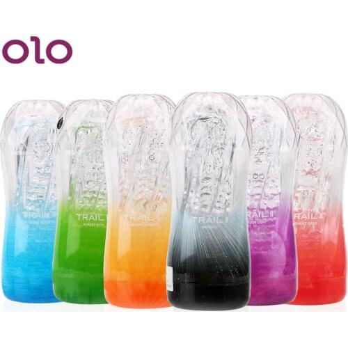 OLO Male Masturbator Cup Sex Products Endurance Exercise Soft Pussy Sex Toys Transparent Vagina Vacuum Pocket Cup for Men