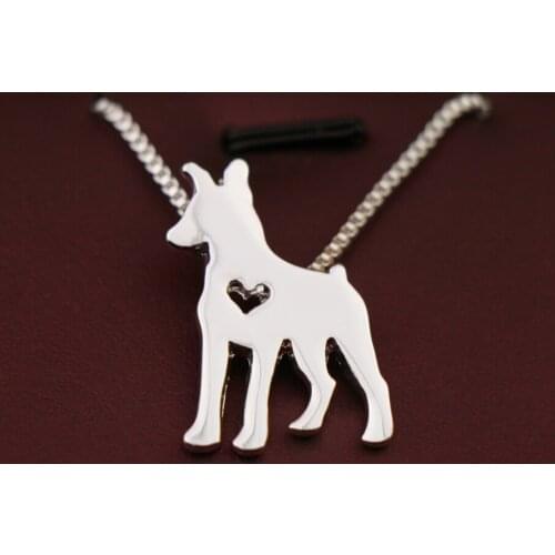 Dog necklace Doberman Pinscher dog pet lovers pendant jewelry golden colors plated in stock fast delivery