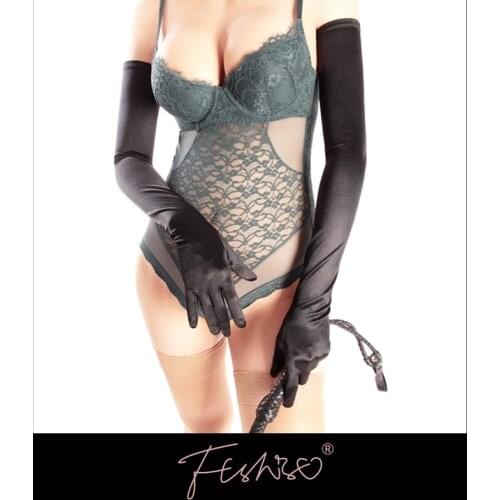 Ftshist Womens Solid Color Satin Long Gloves Classic Wedding Elbow Length Stretch Glove Matching Evening Dress Accessories