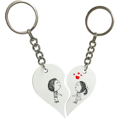 Personalized 2'li Broken Heart Hard Plastic Keychain