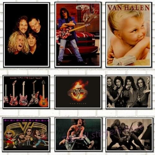 Van Halen Posters.Retro-rock band poster wallpaper home decorative heavy metal rock kraft paper poster wall sticker/6034