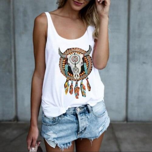 Casual 3D Print T Shirt Tops Woman Summer Fashion Sleeveless O-neck Tank T Shirts Top Femme White Vintage Loose Women Clothing