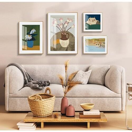 Simple Nordic literature and art small fresh vase building living room porch dining room mural poster print picture decoration