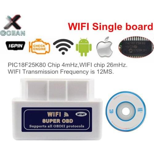 OCEAN PIC18F25K80 Firmware 1.5 ELM 327 WIFI OBD2 Code Scanner ELM327 WIFI Supports Android/IOS/ATAL And ATPPS And FORSCAN