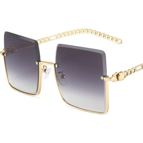 Vintage Brand Designer Sunglasses Womens 2021 Fashion Oversized Rimless Sun Glasses For Men Retro Square Shades Oculos UV400