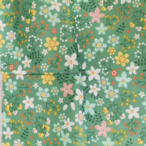 New Arrivals 100% Twill Cotton Fabric Green 100% Cotton Fabric Meter Plain Flowers And Leaves Designs Tela Sewing Ankara Fabric