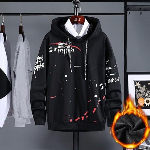 Hoodie Sweater Men and Women Autumn and Winter Cartoon Lovers Hooded Loose Plus Velvet Thick Hoodie