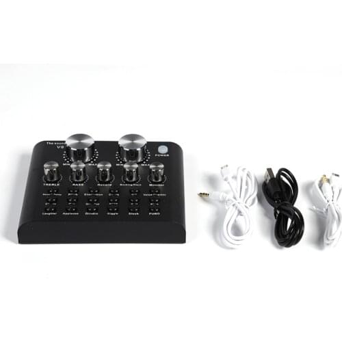 V8 Sound Card Audio Set Interface External Usb Live Microphone Sound Card Bluetooth Function for Computer PC Mobile Phone Sing