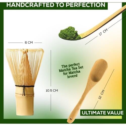 Justdolife Japanese Tea Set Includes Matcha Bamboo Whisk Traditional Scoop & Tea Spoon Natural Bamboo Tea Ceremony Tea Tool