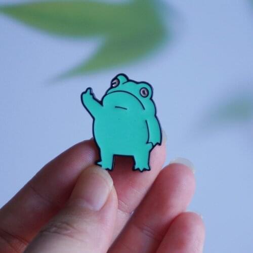 Woman Funny Frog Enamel Pin Cool Animal Brooches Bag Shirt Lapel Pin Cartoon Froggy Badge Jewelry Gift for Friends